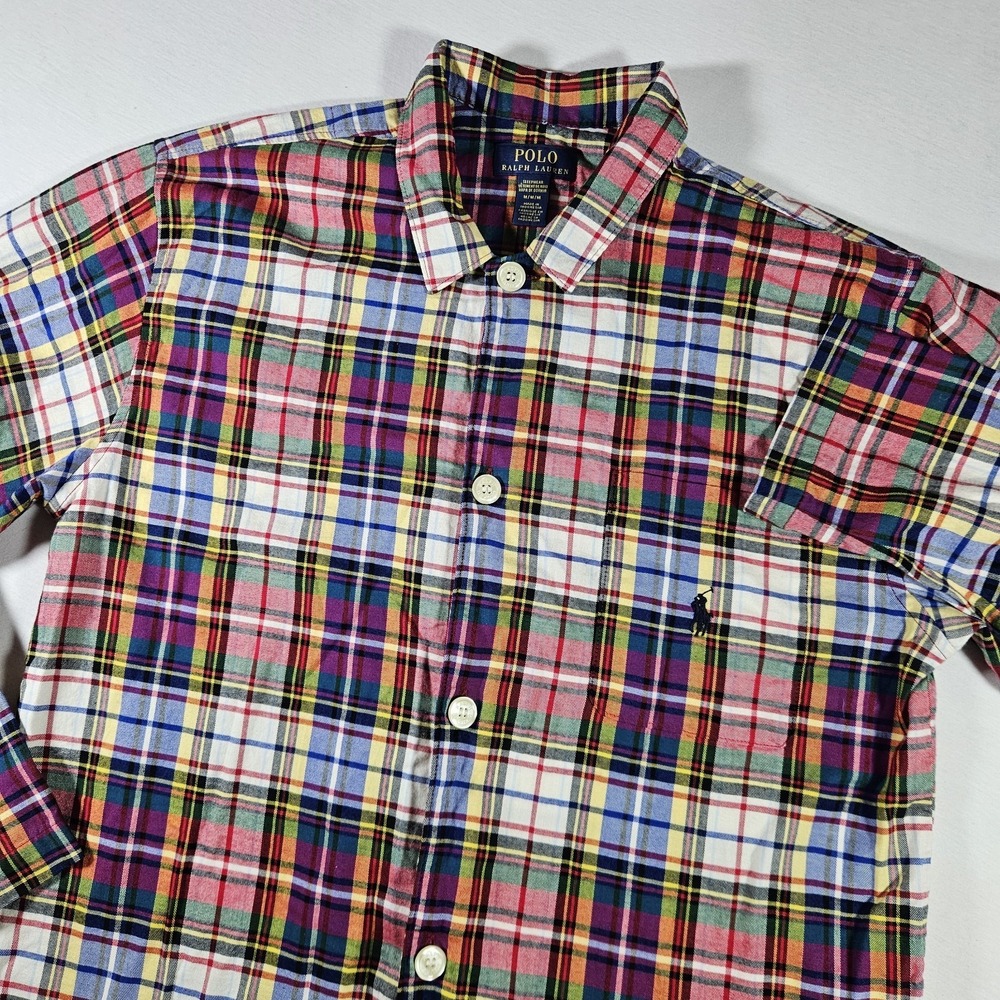 Polo Ralph Lauren Sleepwear Men's Medium Plaid Long Sleeve‎ Button Shirt Pajama